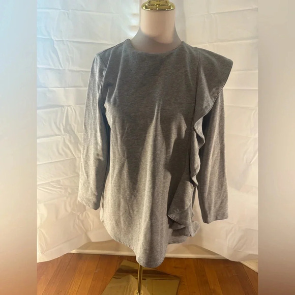 Mazik Gray Ruffle Detail Women's Top - Picture 1 of 5